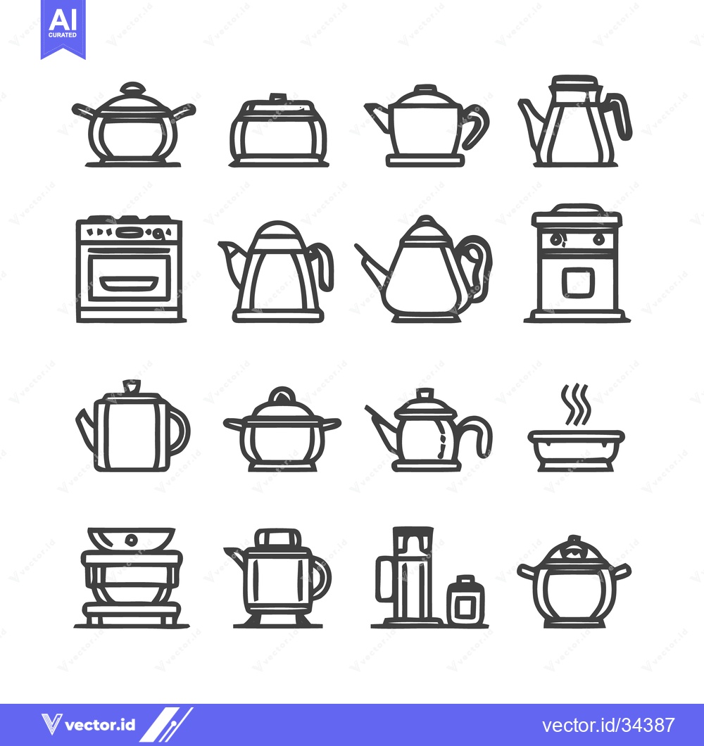 Premium Vector dari Kitchenware Icons - A Collection of Cooking and Beverage Utensils.