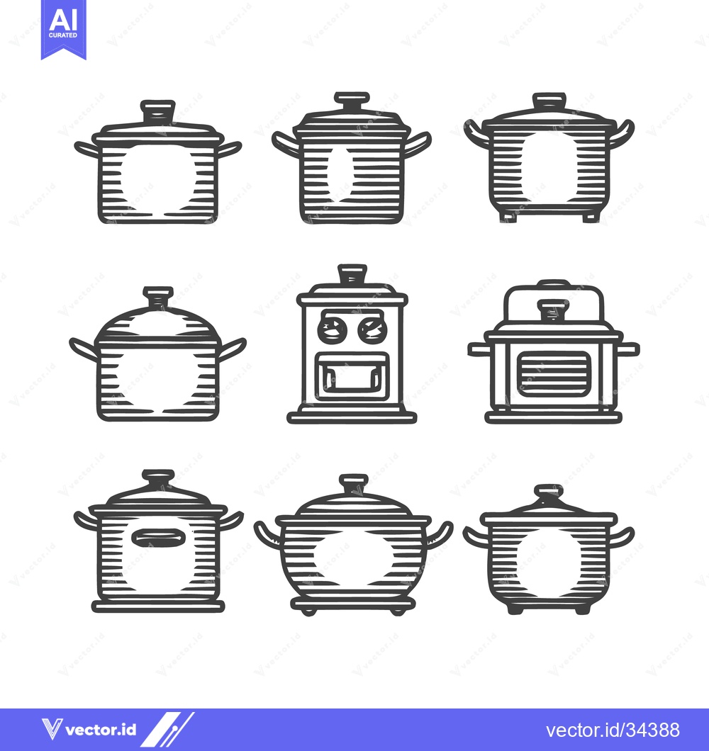 Premium Vector of Collection of Kitchen Cookware Illustrations in Minimalist Style.