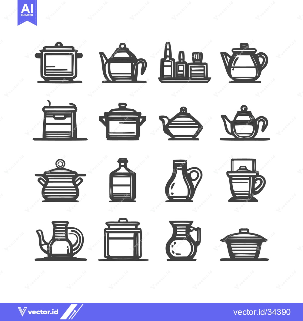 Premium Vector dari Kitchenware Collection - Minimalist Icon Set for Culinary Themes.