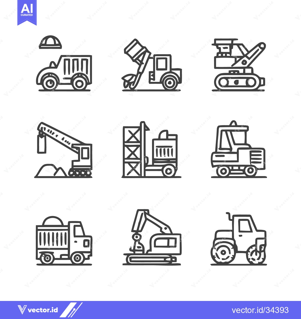 Premium Vector dari Construction Equipment Icons - A Comprehensive Collection of Vehicles.