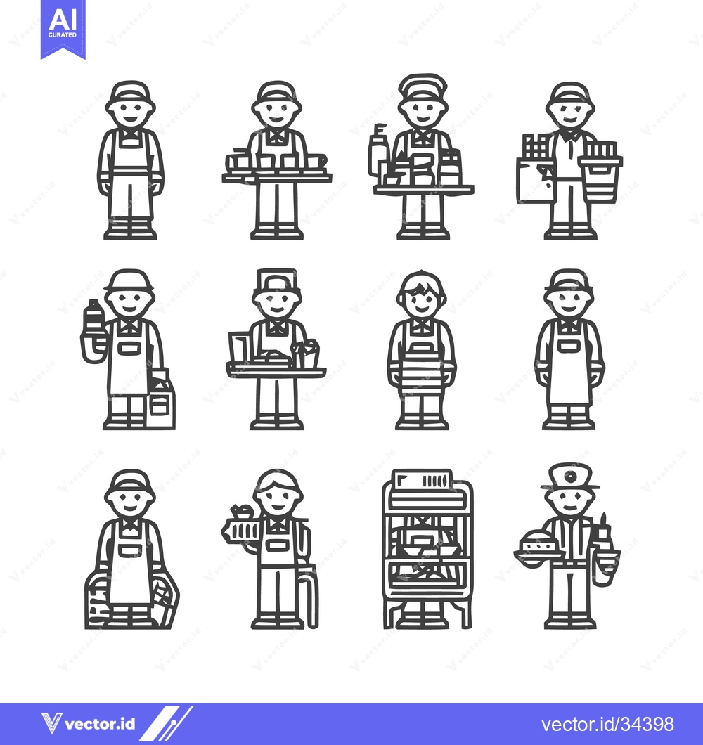 Premium Vector dari Various Line Art Illustrations of People in Different Professions.