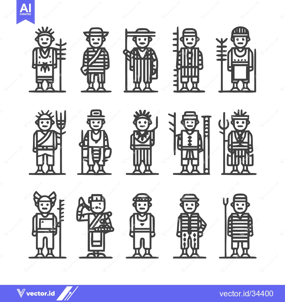 Premium Vector of Line Art Illustrations of Various People in Different Outfits.