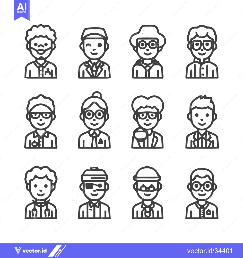 Premium Vector dari Diverse Professional Avatars - A Collection of Vector Illustrations.
