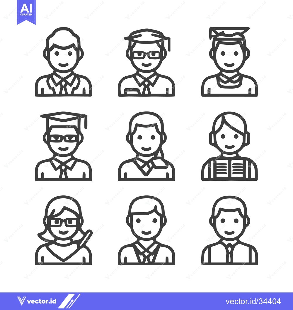 Premium Vector dari Diverse Group of Students and Educators - A Collection of Icons.