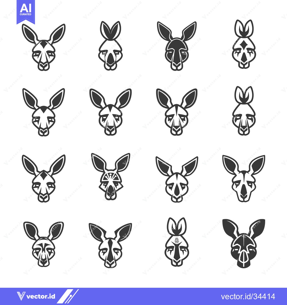 Premium Vector dari Collection of Stylized Kangaroo Head Illustrations