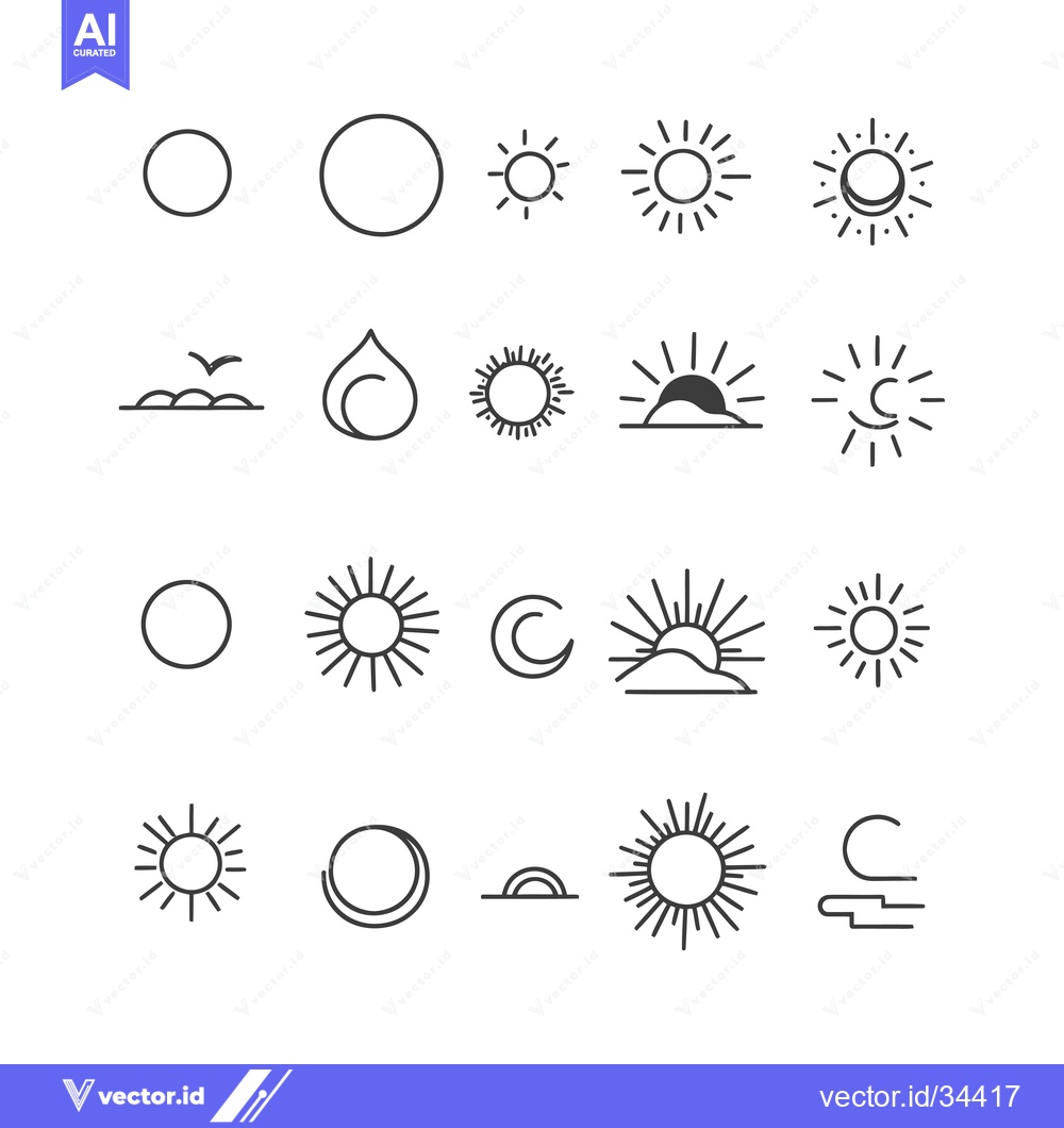 Premium Vector dari Collection of Sun, Moon, and Sunrise Icons