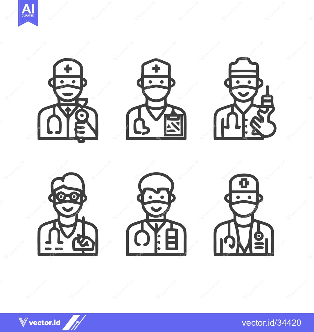 Premium Vector of Medical Professionals - A Collection of Healthcare Worker Icons.