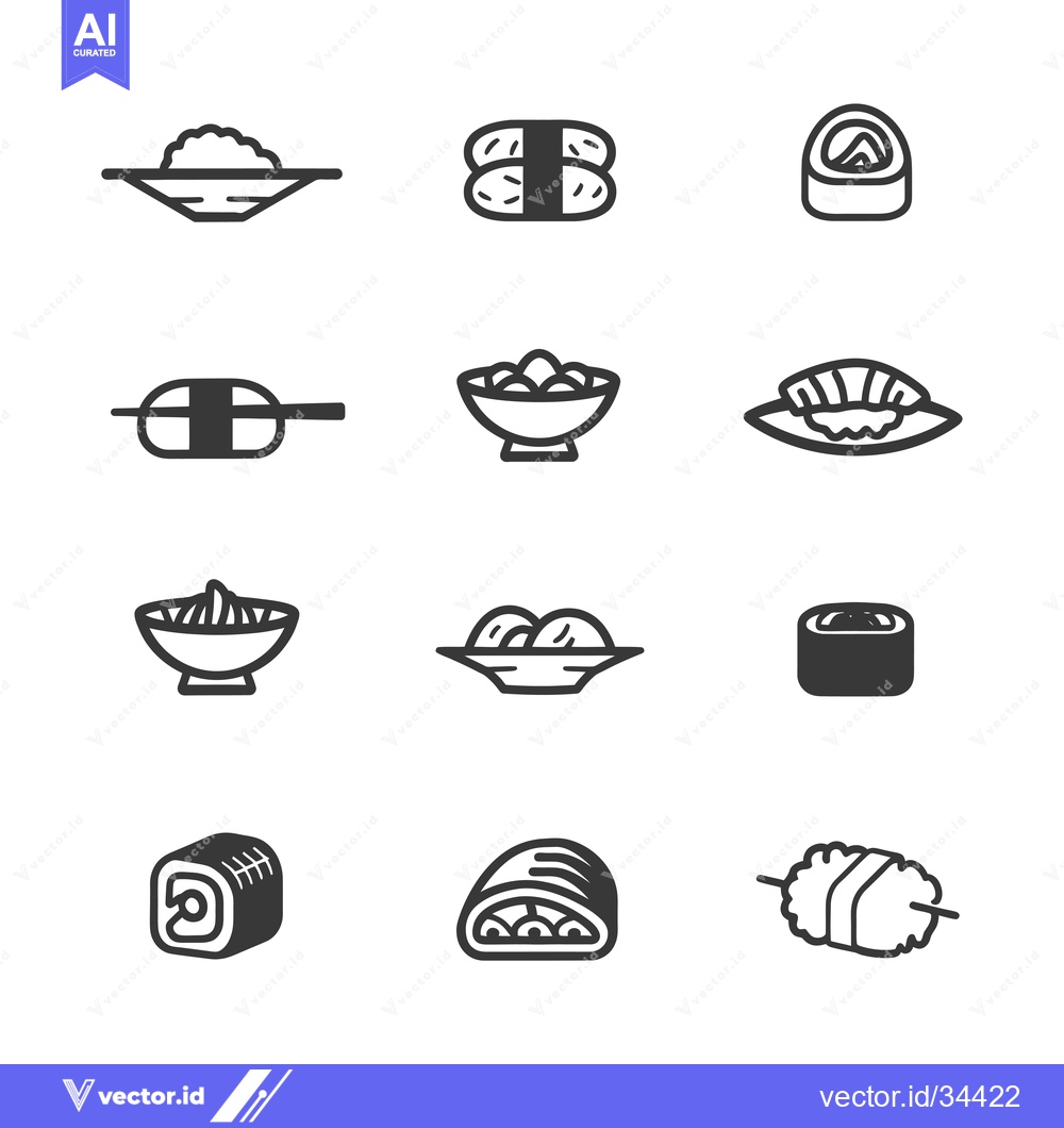 Premium Vector dari Collection of Sushi and Japanese Food Icons