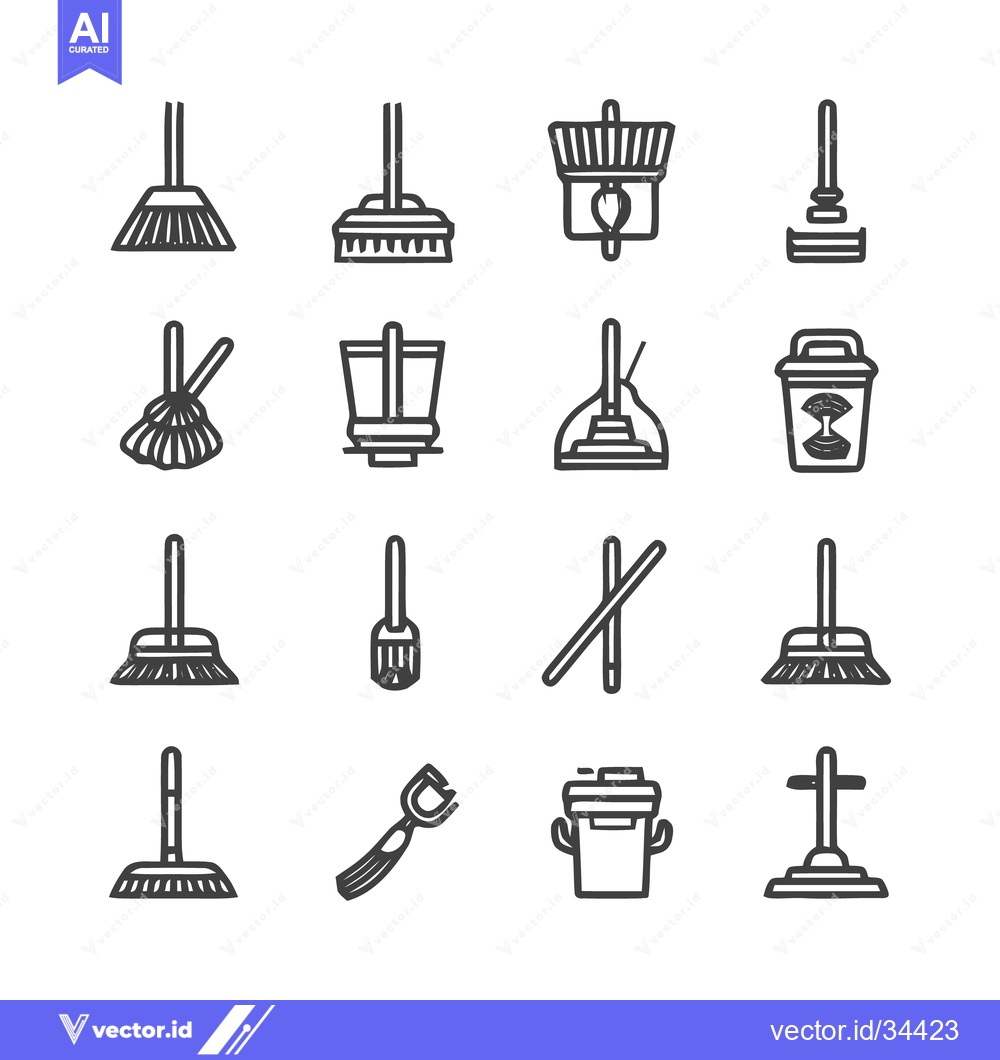 Premium Vector of Cleaning Tools Icon Set - A Comprehensive Collection.