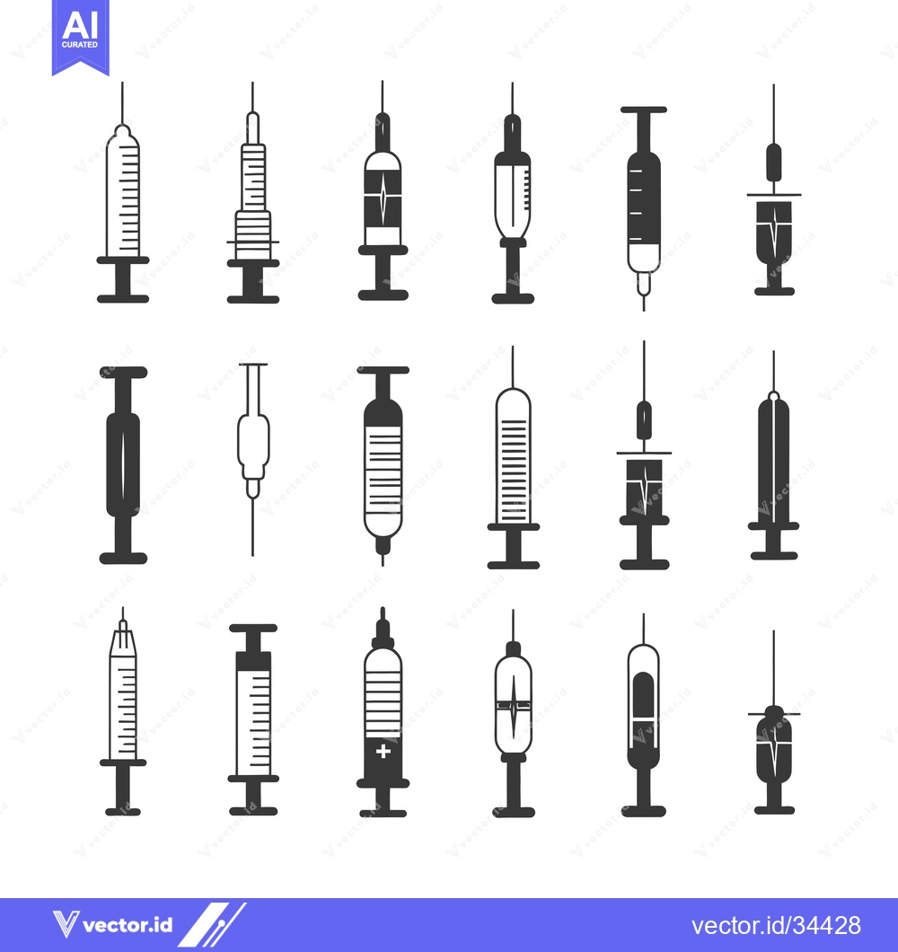 Premium Vector dari Collection of Syringe Icons in Different Styles