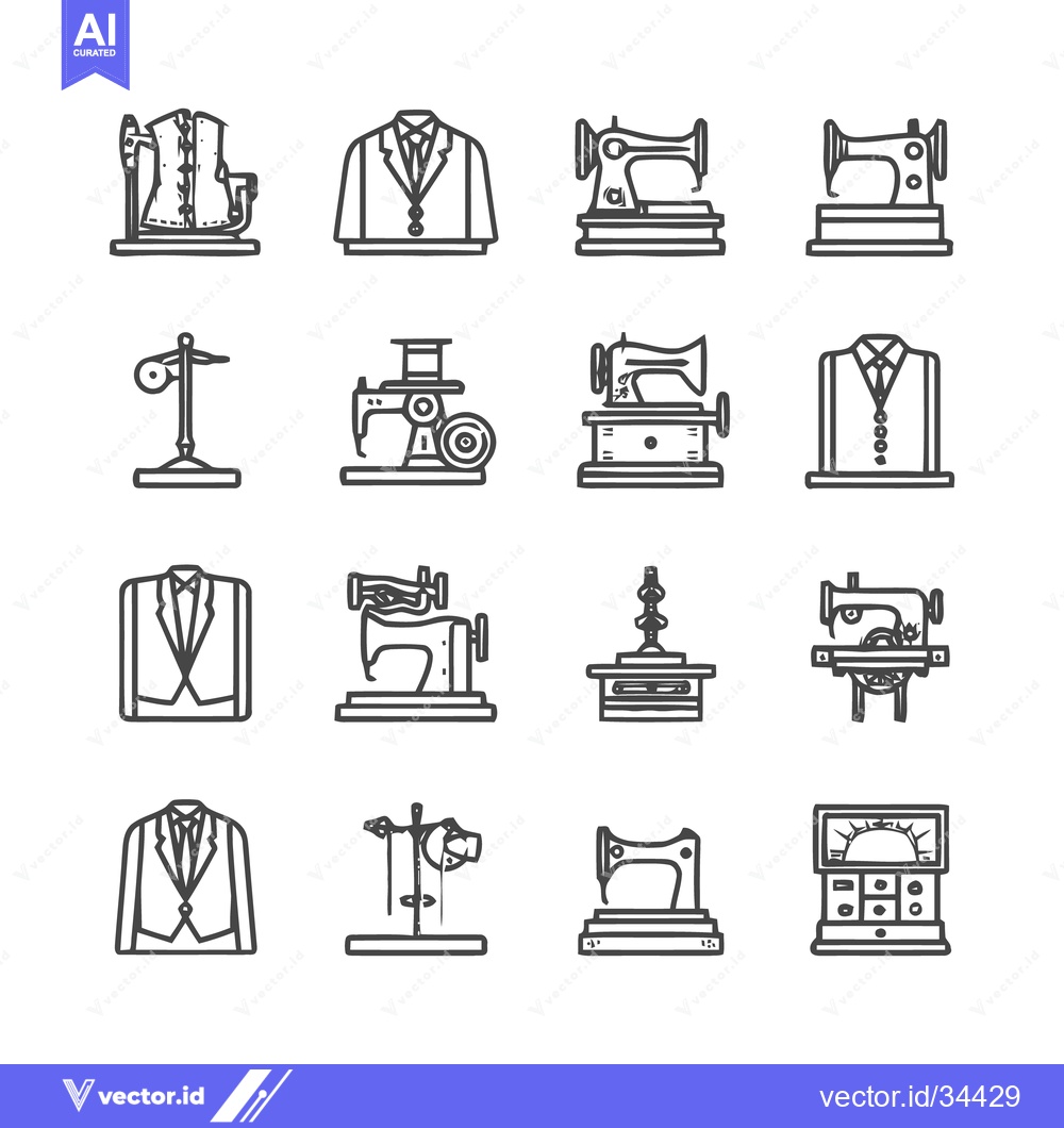 Premium Vector dari Collection of Tailoring and Sewing Icons in Minimalist Style.