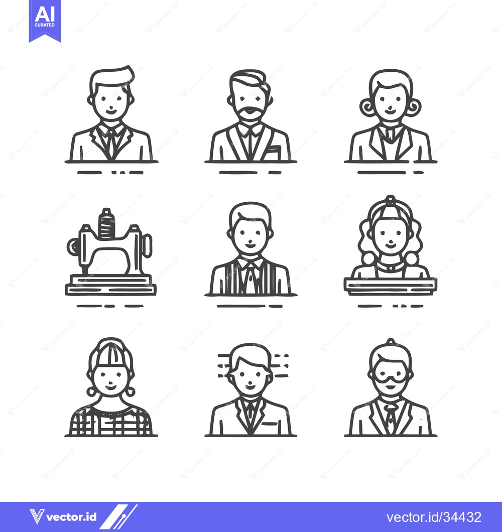 Premium Vector dari Diverse professional portraits and icons for various business applicat