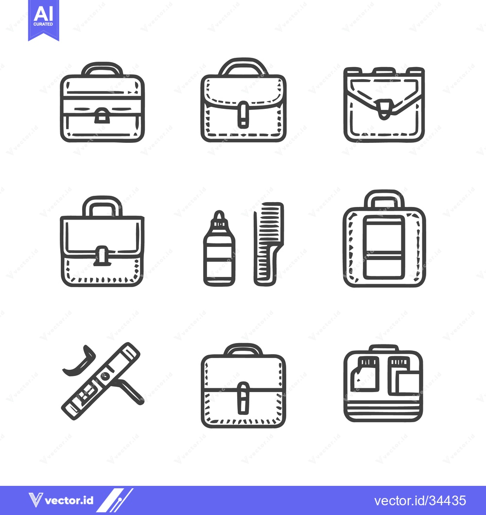 Premium Vector dari Collection of various bags and accessories in a minimalist style.