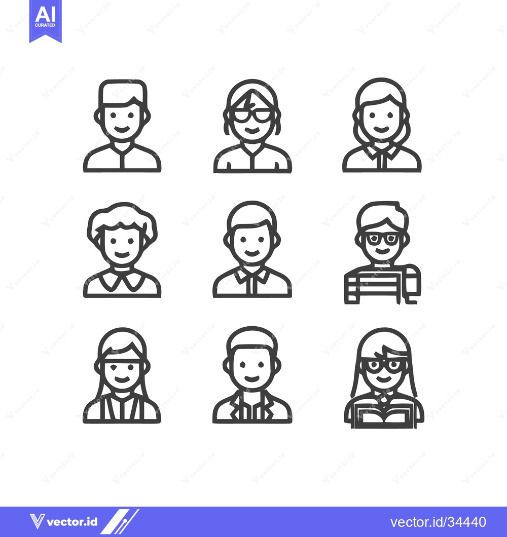 Premium Vector dari Diverse People Icons - A Collection of Human Portraits.