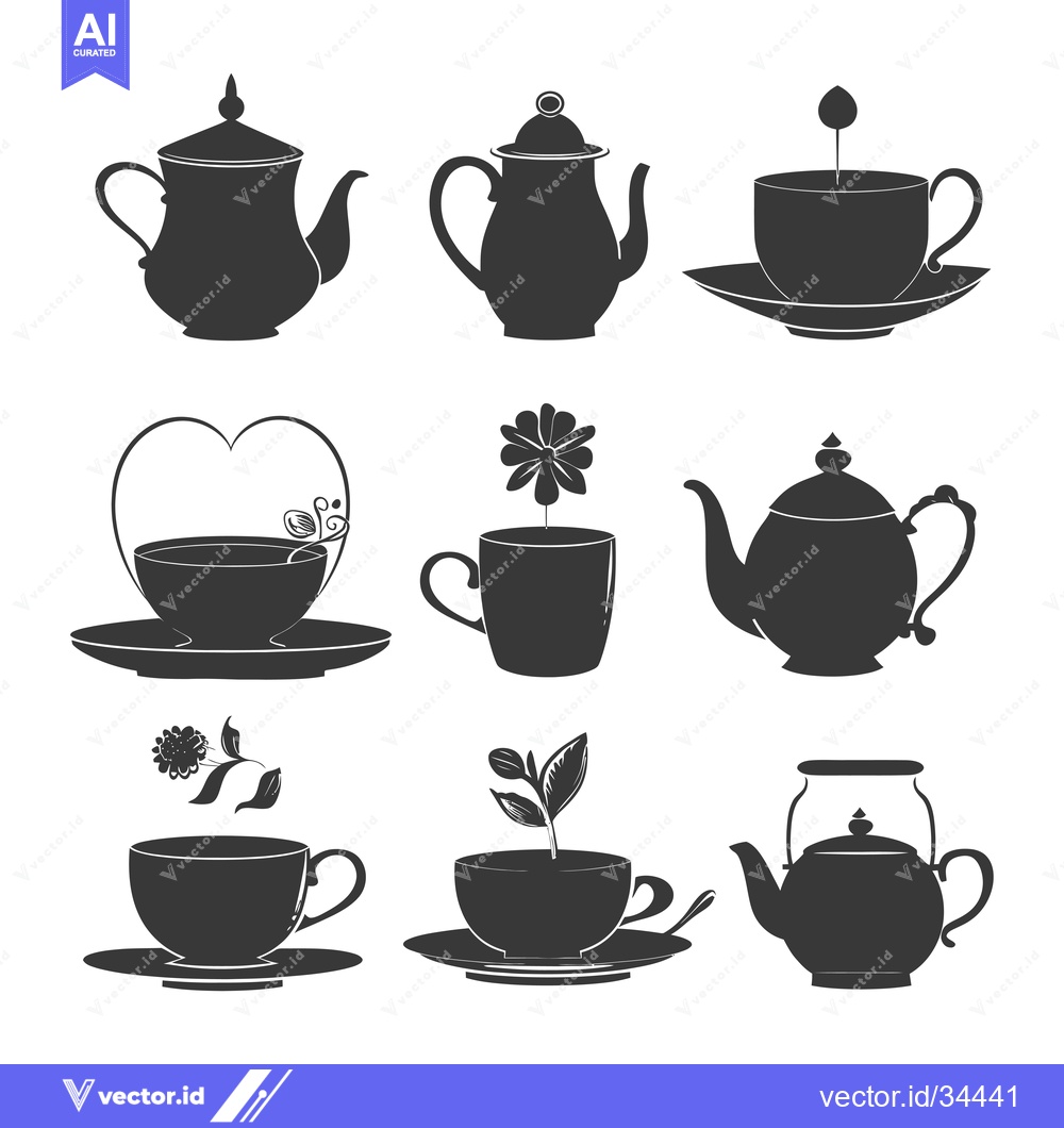 Premium Vector of Collection of Teapot and Teacup Silhouettes