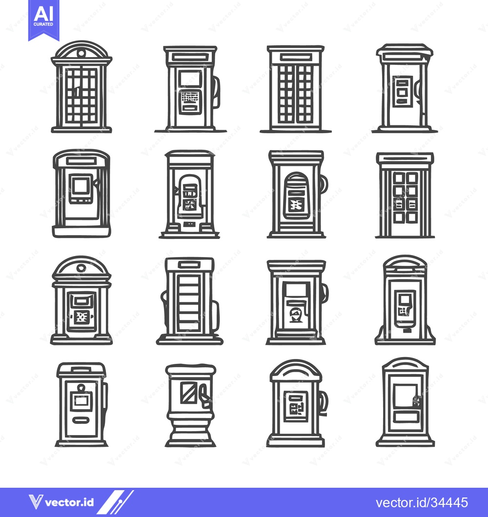 Premium Vector of Collection of Telephone Booths - Vintage Communication Icons.