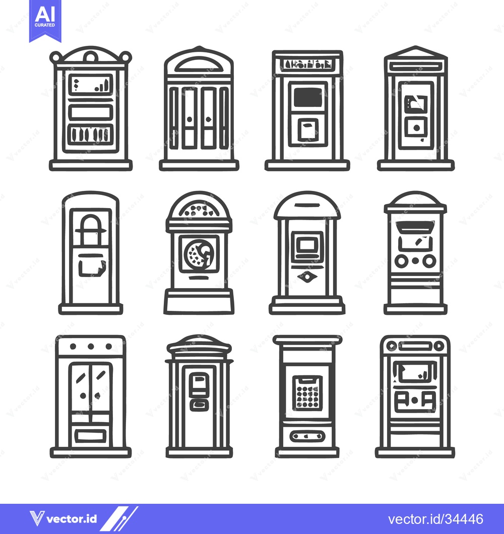 Premium Vector dari Collection of Minimalist Vector Illustrations of Various Public Phone