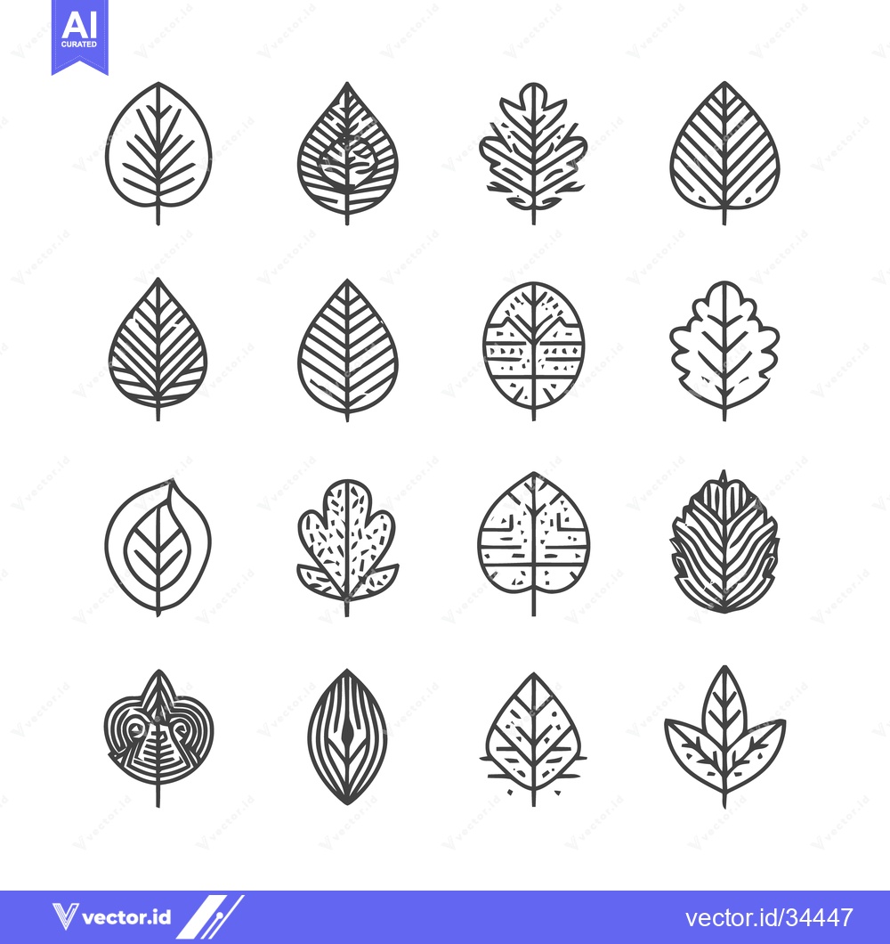 Premium Vector dari Minimalist Leaf Icons - A Collection of Botanical Line Art.