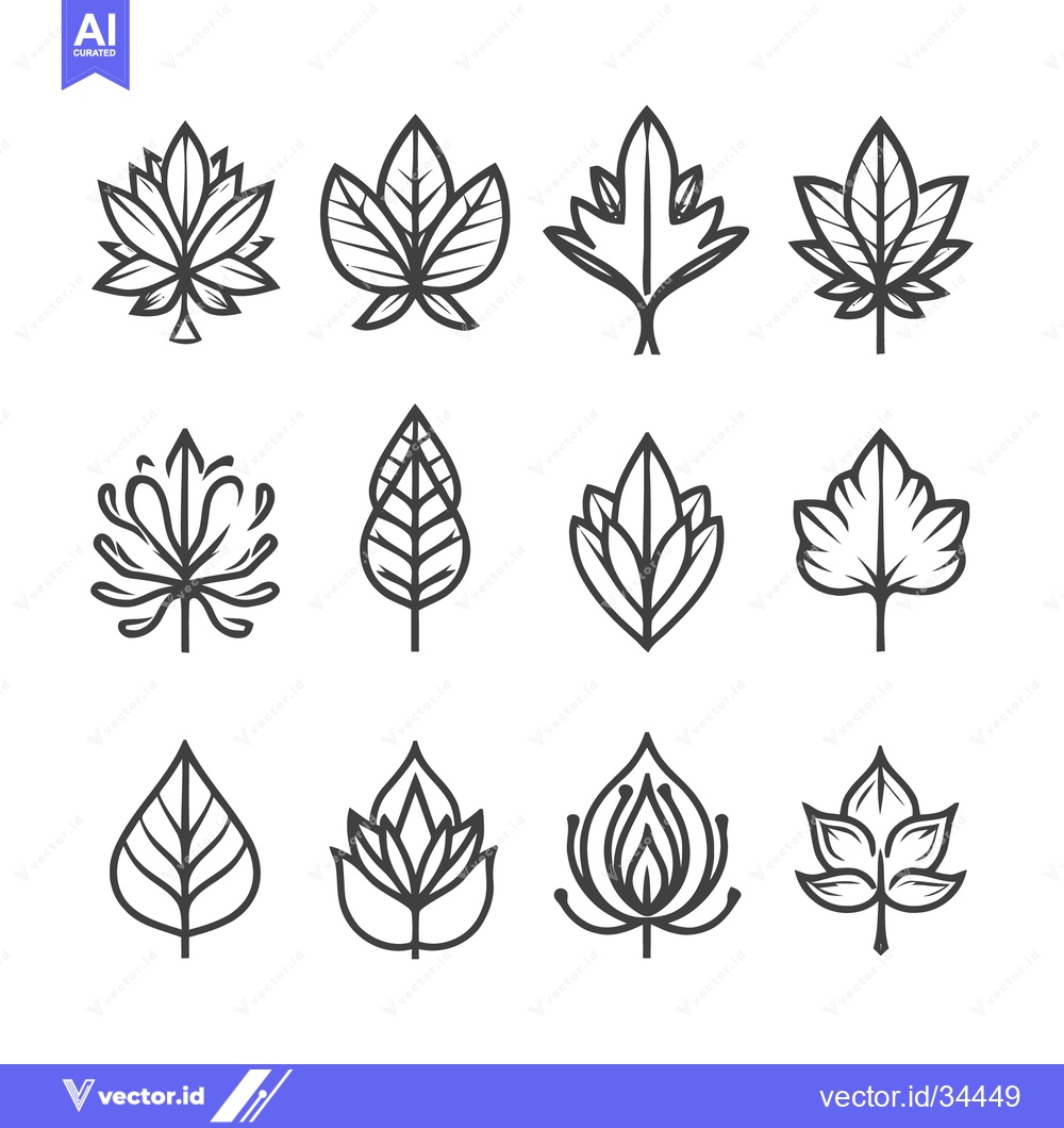Premium Vector dari Collection of minimalist leaf illustrations for design and decoration.