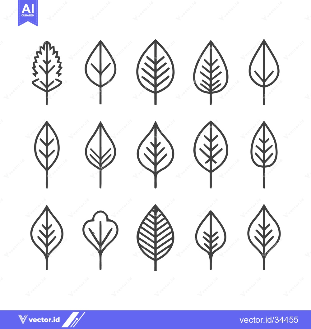 Premium Vector of Minimalist Leaf Collection - A Diverse Array of Botanical Line Art.