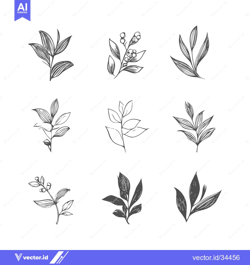 Premium Vector dari Elegant Botanical Illustrations - A Collection of Leafy Designs.