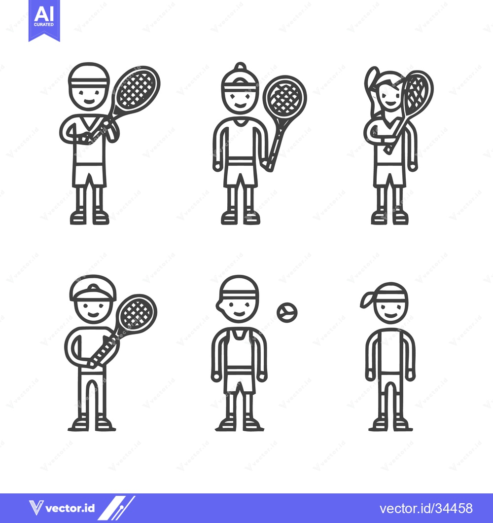 Premium Vector dari Tennis Players in Action - A Collection of Vector Illustrations.
