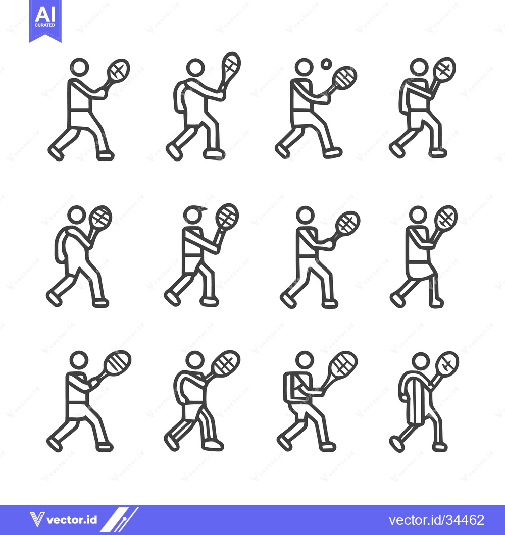 Premium Vector dari Tennis Player Actions - A Collection of Sport Icons.