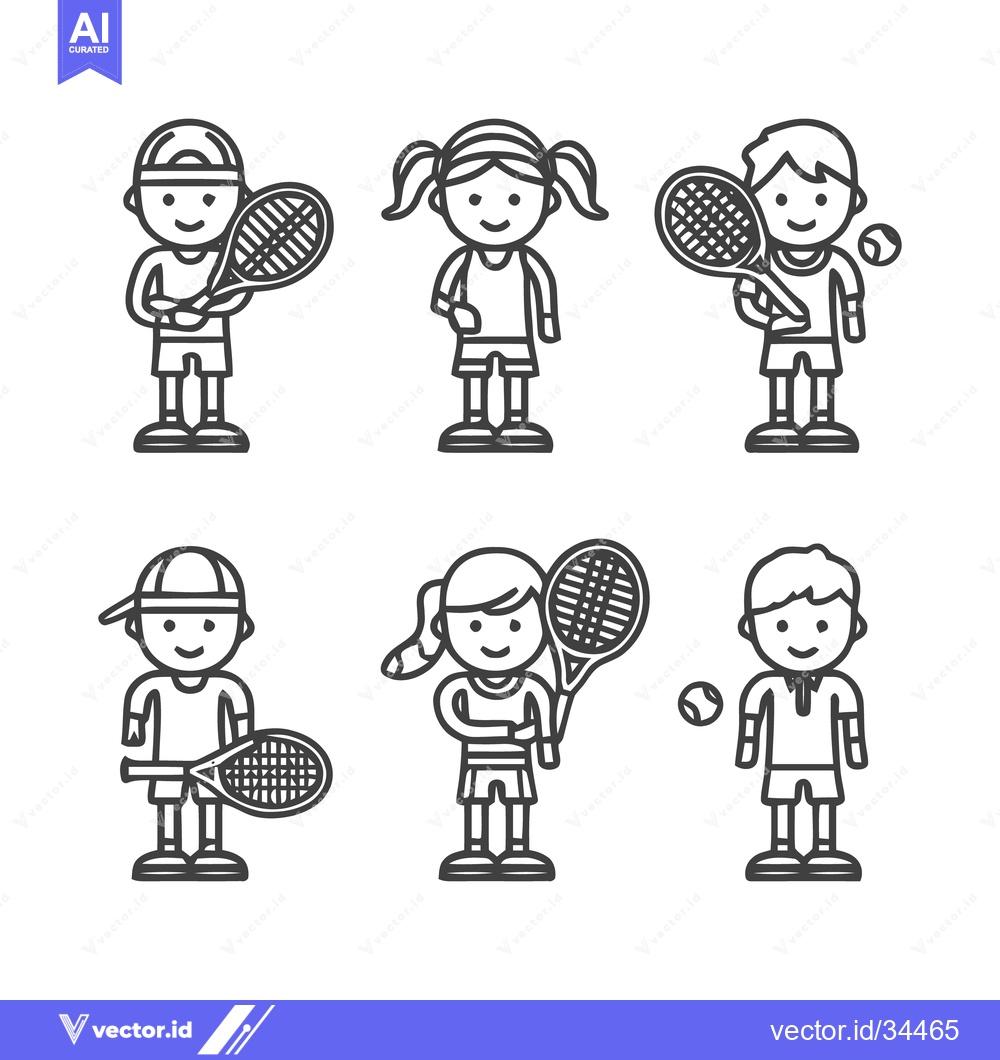 Premium Vector dari Tennis Players in Action - A Collection of Illustrations.
