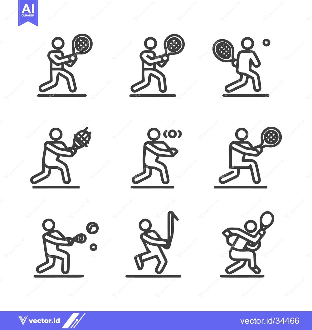 Premium Vector dari Tennis Players in Action - A Collection of Sports Icons.
