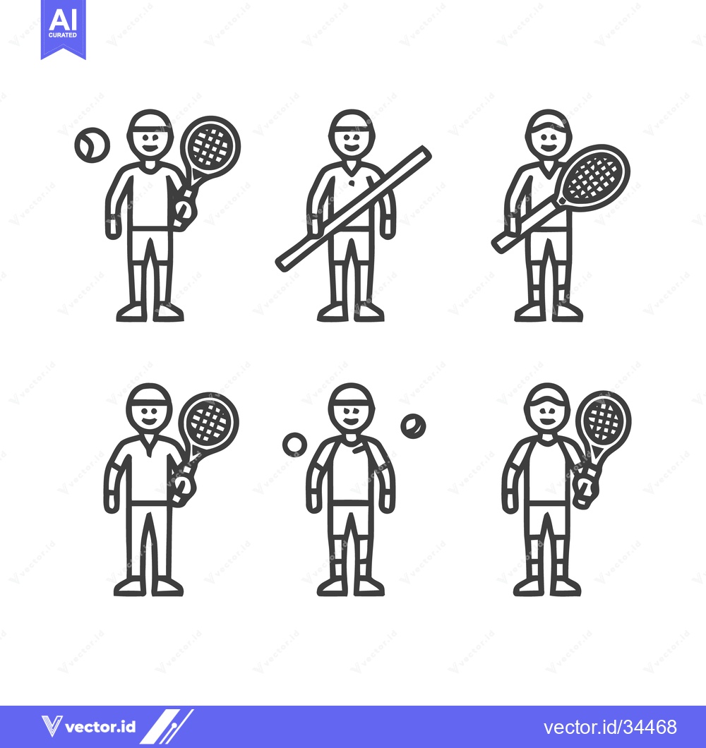Premium Vector of Tennis Players and Equipment - A Sports-Themed Illustration.