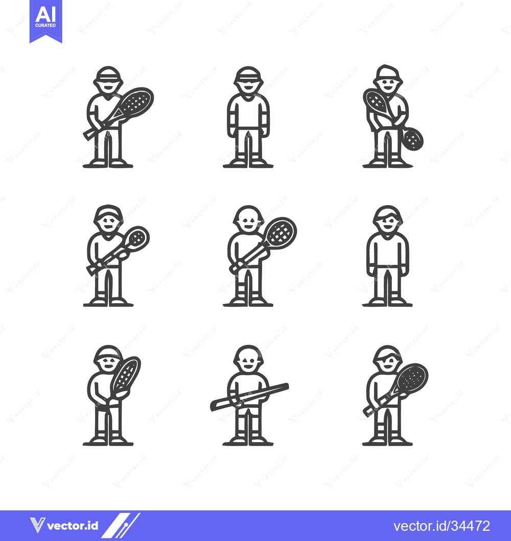 Premium Vector of Tennis Players and Rackets - A Collection of Illustrations.
