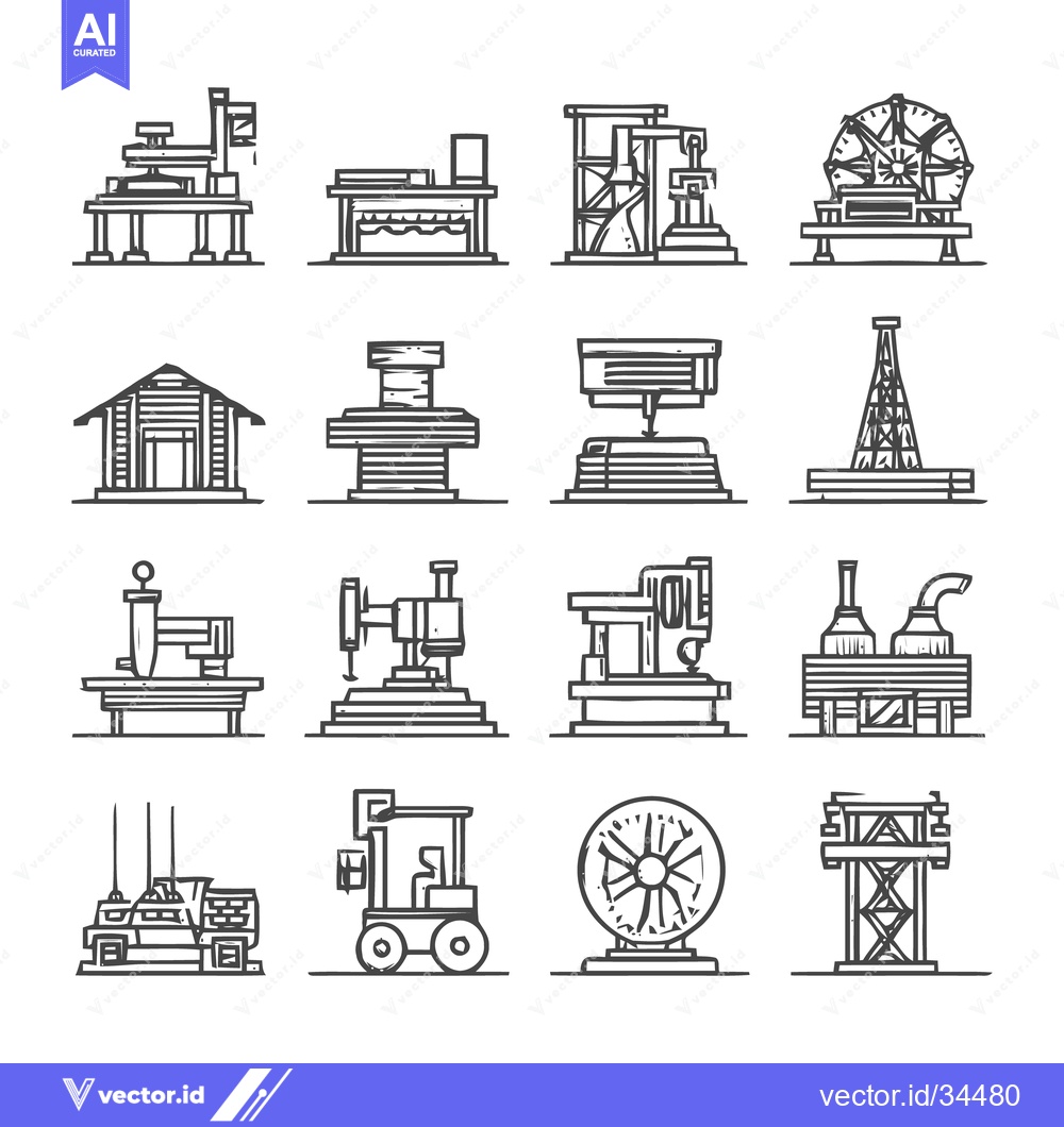 Premium Vector dari Industrial Machinery Icons - A Detailed Collection of Equipment.