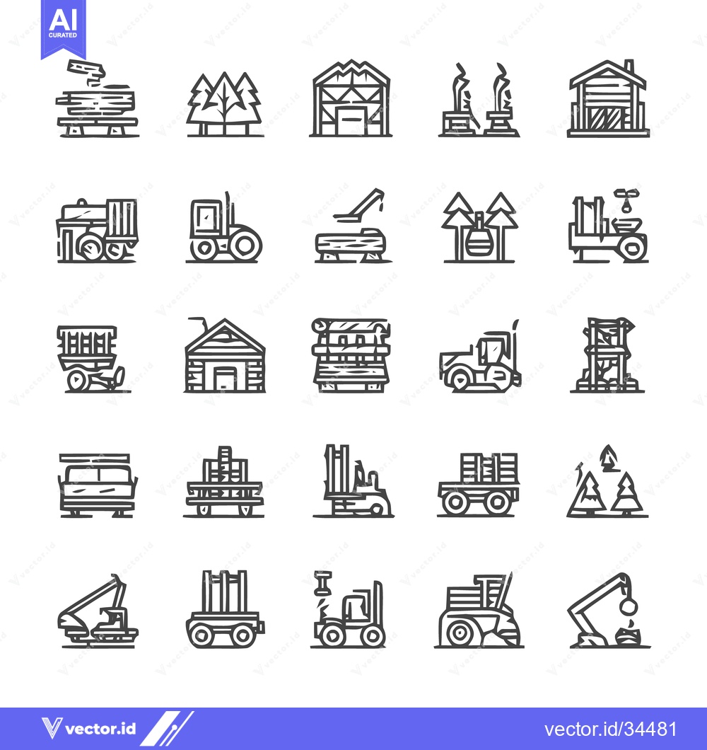 Premium Vector dari Forestry and Logging Industry Icons - A Comprehensive Collection.