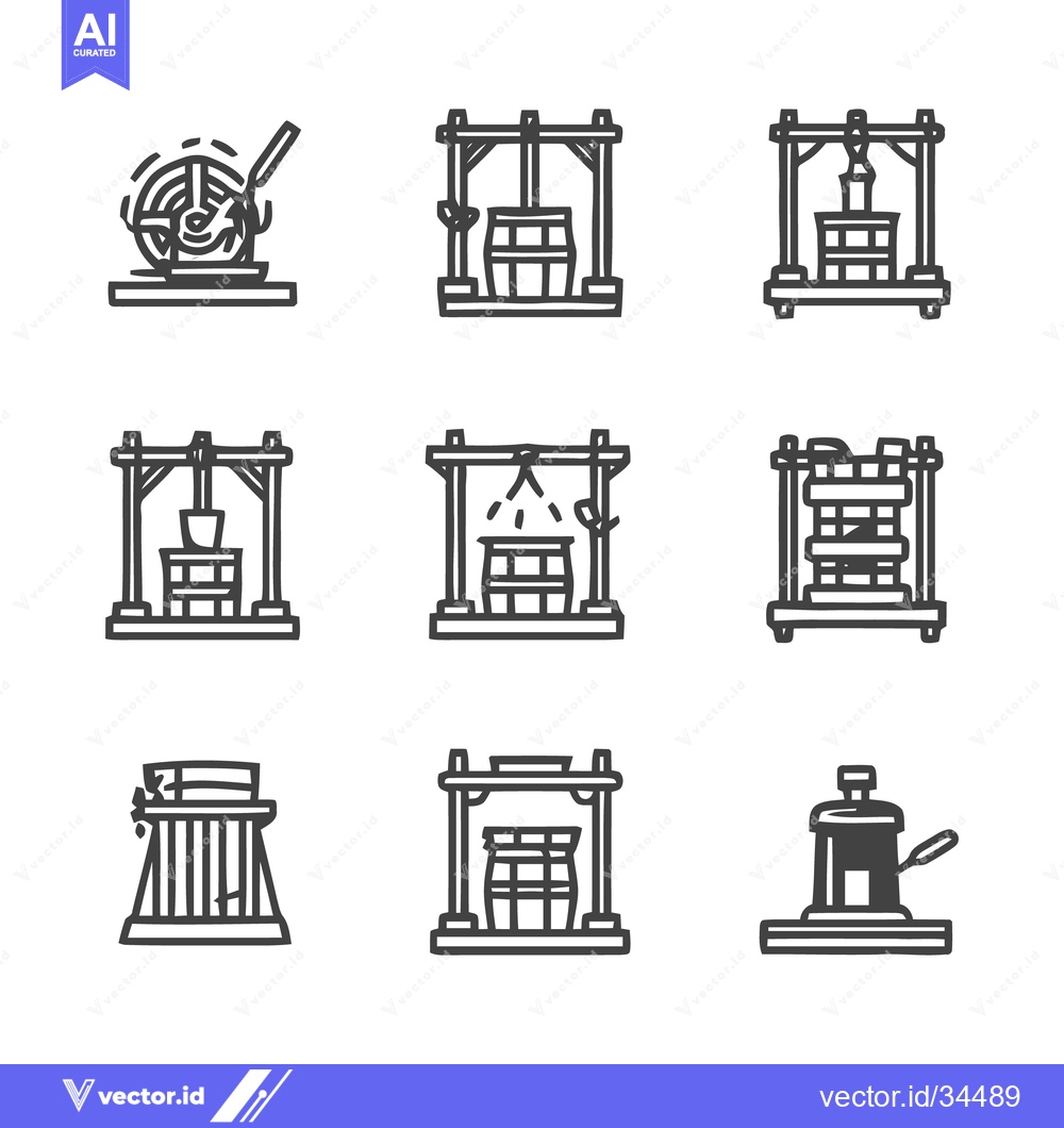 Premium Vector of Collection of Various Pressing Machines and Equipment.