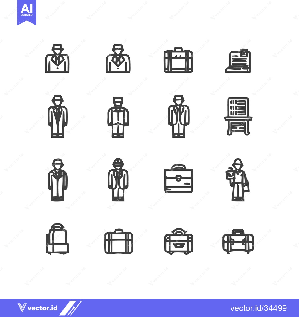Premium Vector of Business and Travel Icon Set - A Collection of Professional Symbols.