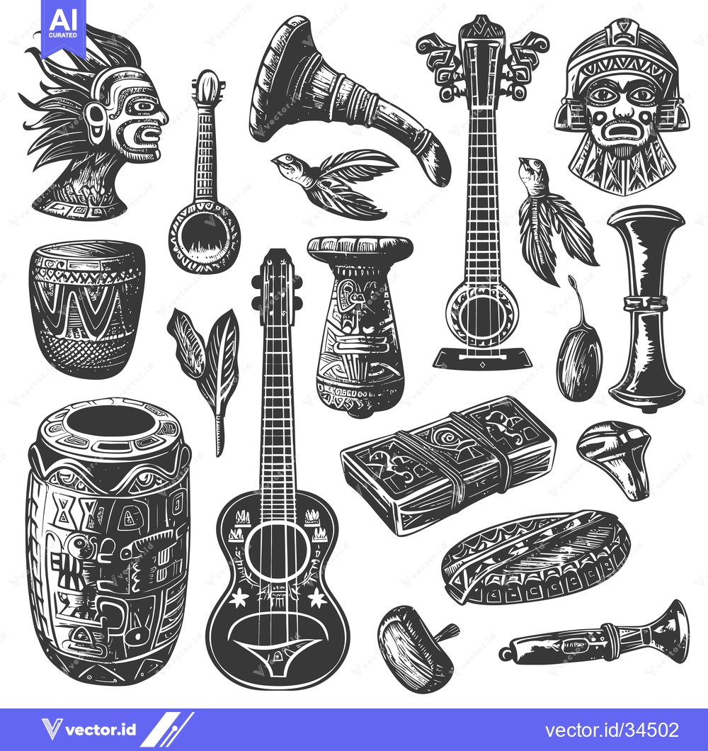 Premium Vector dari Collection of Traditional Andean Musical Instruments and Cultural Arti