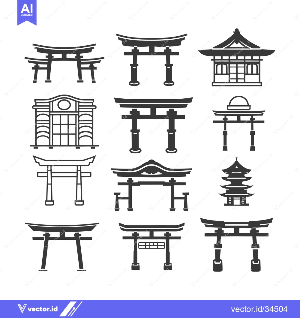 Premium Vector dari Collection of Traditional Japanese Architectural Structures