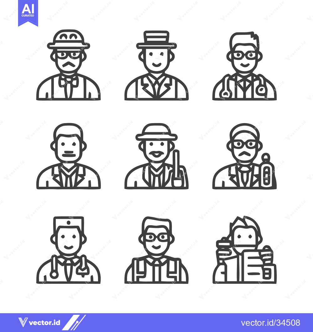 Premium Vector dari Diverse Professions - A Collection of Illustrated People Icons.