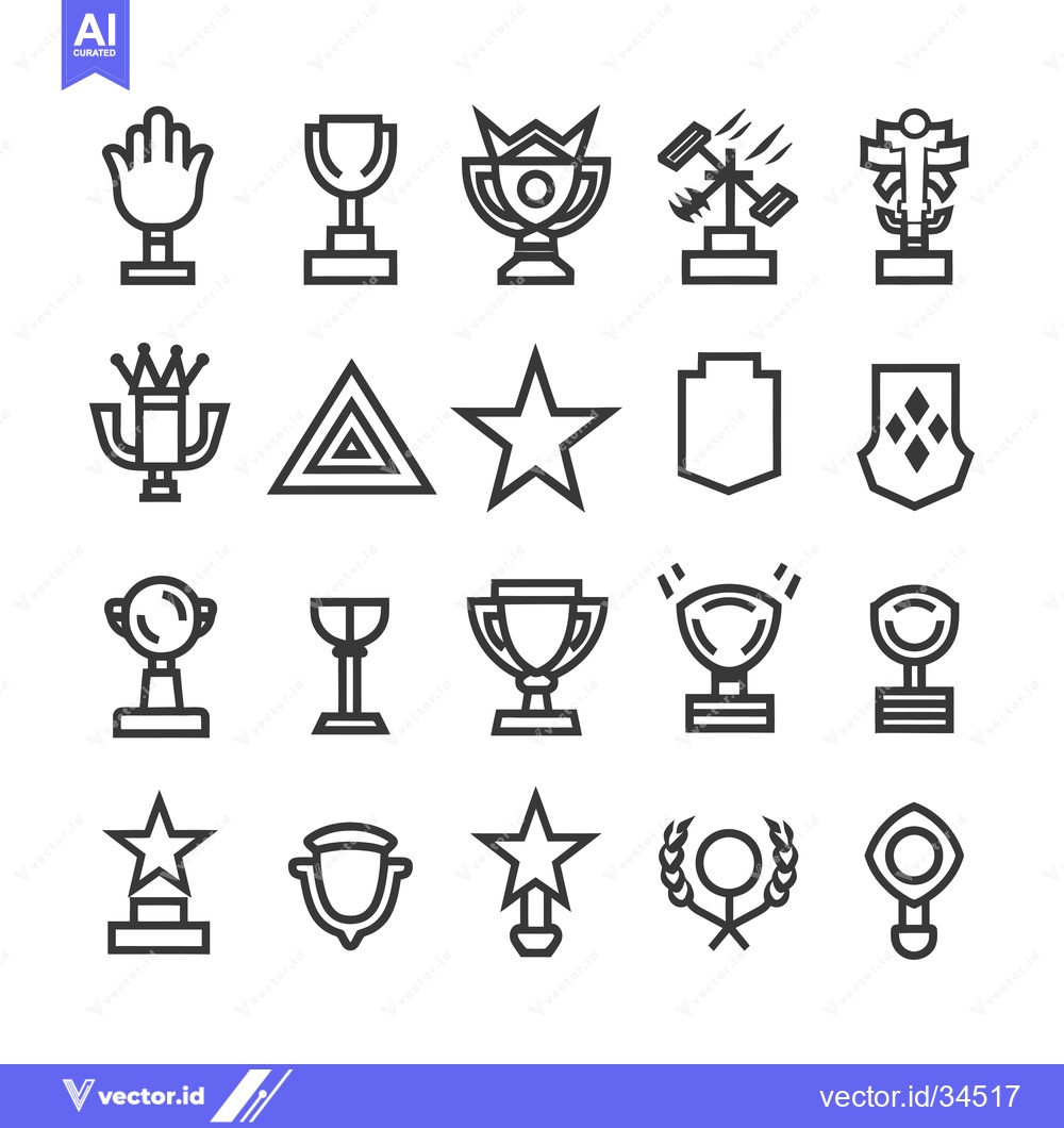 Premium Vector dari Collection of Trophy and Award Icons in Outline Style