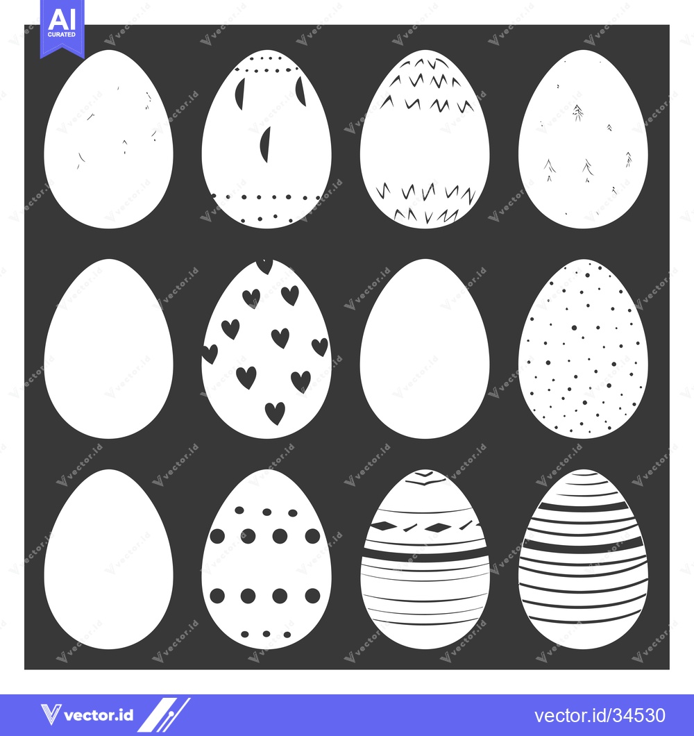 Premium Vector dari Collection of Twelve Decorative Easter Eggs with Various Patterns