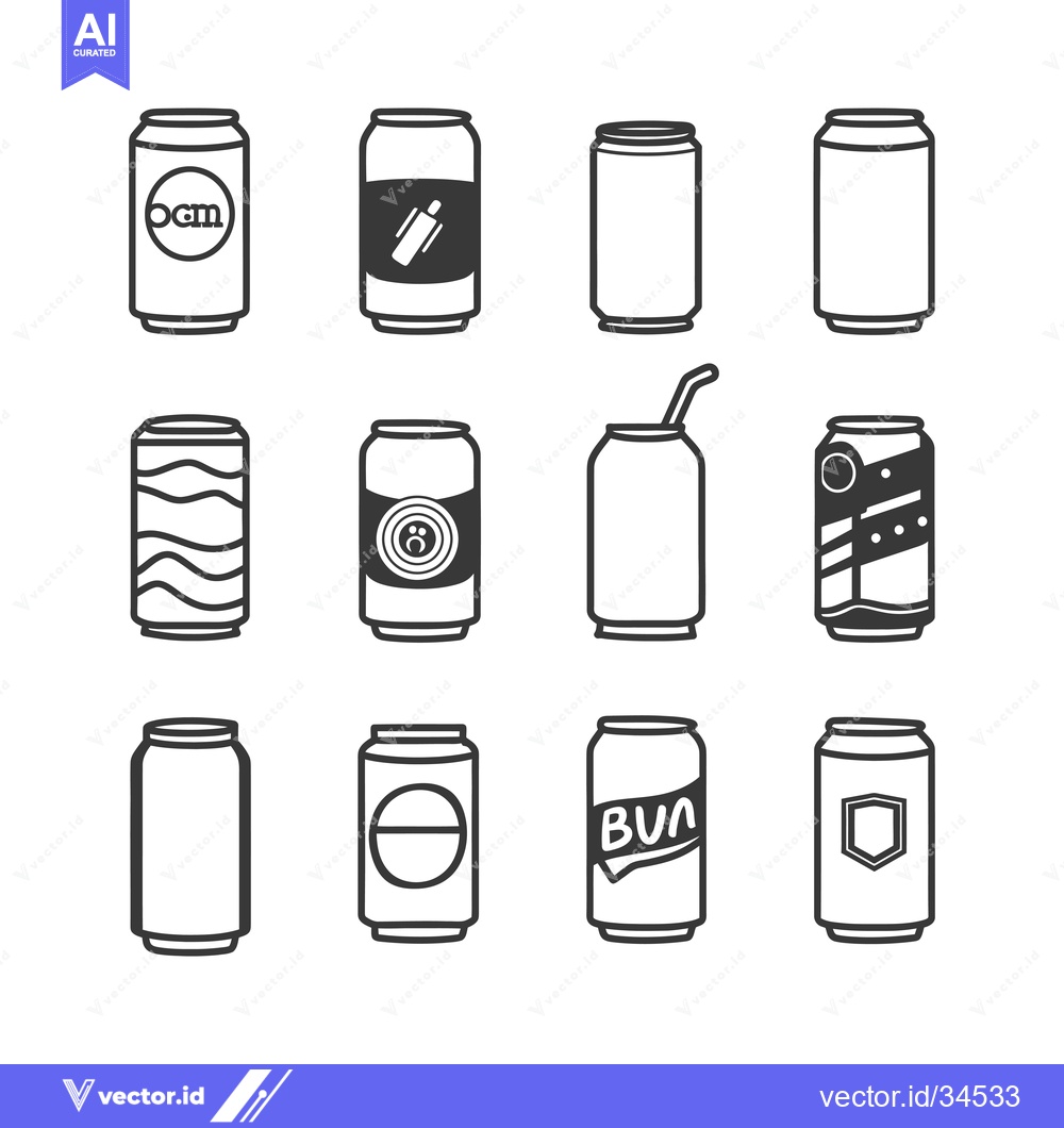 Premium Vector dari Collection of Twelve Different Aluminum Cans with Various Designs