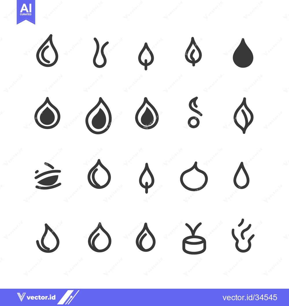Premium Vector dari Collection of Twenty-Four Black and White Drop and Leaf Icons