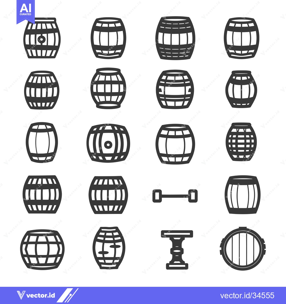Premium Vector dari Collection of Various Barrel Icons in Black and White