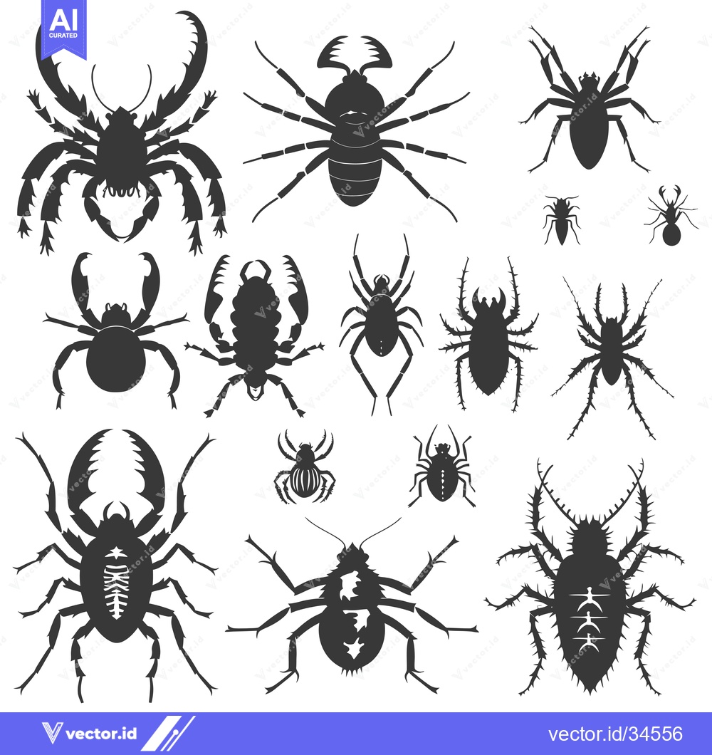 Premium Vector dari Collection of Various Beetle and Insect Silhouettes
