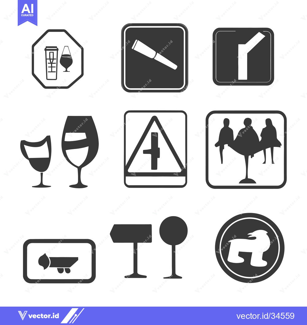 Premium Vector dari Collection of Various Black and White Icons with White Background