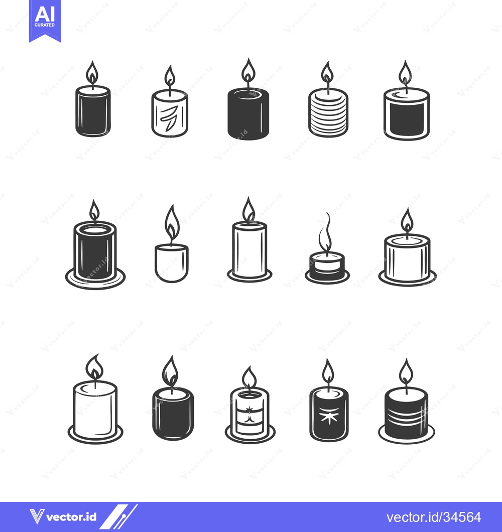 Premium Vector of Collection of Various Candle Designs with Flames