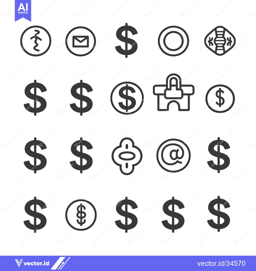 Premium Vector of Collection of Various Currency and Business Icons