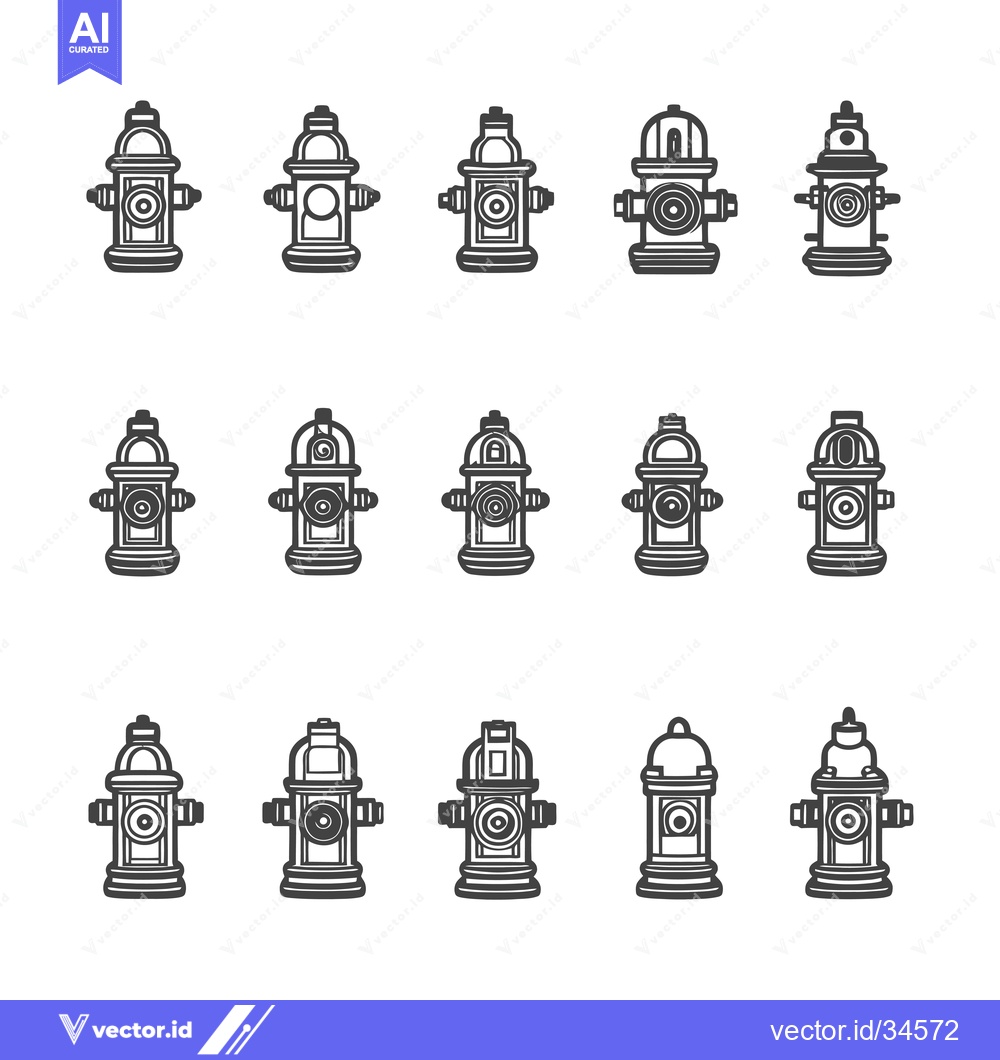 Premium Vector of Collection of Various Fire Hydrant Designs in Black and White