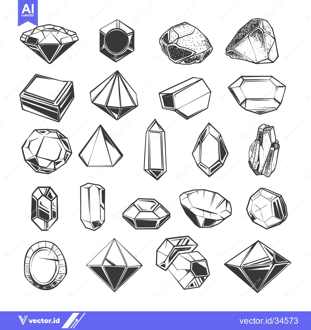 Premium Vector dari Collection of Various Gemstones and Crystals