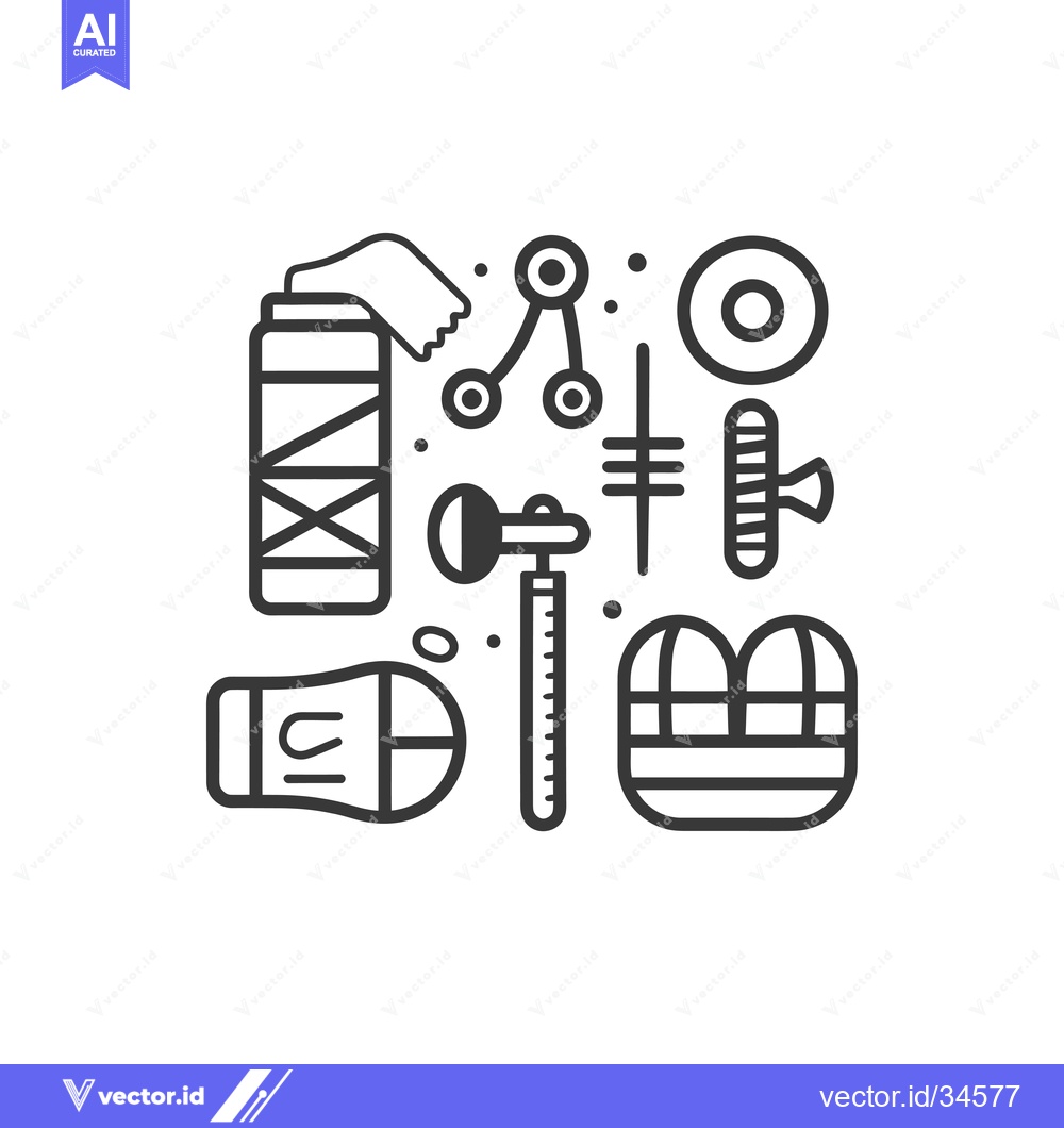 Premium Vector dari Collection of Various Line-Drawn Objects